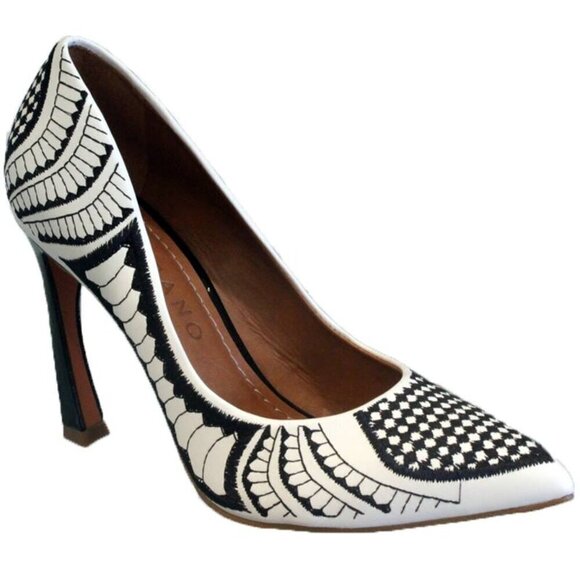 Carrano Black & White Stiletto Heels Womens Size 8 - Picture 3 of 8
